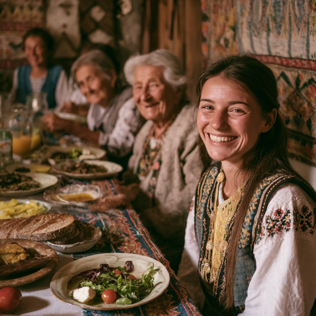 Усмихнати българи от различни възрасти се наслаждават на здравословна храна в кухня
